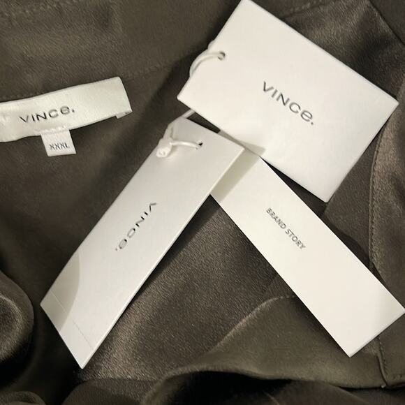 Vince Women Button Up Silk Shirt Top Olive Green Size XXXL NWT - Picture 6 of 11